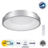 GloboStar® SALEM 61234 Πλαφονιέρα Οροφής Δαχτυλίδι-Κύκλος LED CCT 75W 8625lm 120° AC 220-240V – Εναλλαγή Φωτισμού μέσω Τηλεχειριστηρίου All In One Ψυχρό 6000k+Φυσικό 4500k+Θερμό 2700k Dimmable Φ45cm – Ασημί – 3 Years Warranty