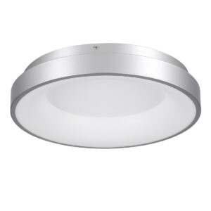 GloboStar® SALEM 61234 Πλαφονιέρα Οροφής Δαχτυλίδι-Κύκλος LED CCT 75W 8625lm 120° AC 220-240V – Εναλλαγή Φωτισμού μέσω Τηλεχειριστηρίου All In One Ψυχρό 6000k+Φυσικό 4500k+Θερμό 2700k Dimmable Φ45cm – Ασημί – 3 Years Warranty