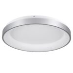 GloboStar® SALEM 61238 Πλαφονιέρα Οροφής Δαχτυλίδι-Κύκλος LED CCT 105W 12075lm 120° AC 220-240V – Εναλλαγή Φωτισμού μέσω Τηλεχειριστηρίου All In One Ψυχρό 6000k+Φυσικό 4500k+Θερμό 2700k Dimmable Φ60cm – Ασημί – 3 Years Warranty
