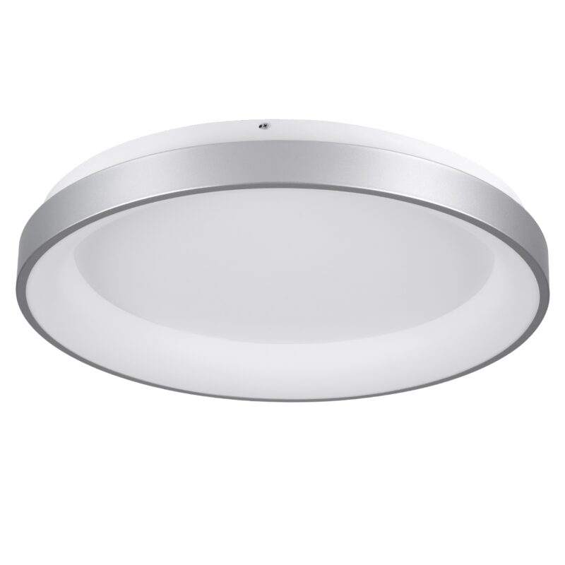 GloboStar® SALEM 61238 Πλαφονιέρα Οροφής Δαχτυλίδι-Κύκλος LED CCT 105W 12075lm 120° AC 220-240V – Εναλλαγή Φωτισμού μέσω Τηλεχειριστηρίου All In One Ψυχρό 6000k+Φυσικό 4500k+Θερμό 2700k Dimmable Φ60cm – Ασημί – 3 Years Warranty