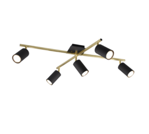 Φωτιστικό Οροφής Trio Lighting MARLEY  5x GU10 Schwarz-Gold Μεταλλικό   – 612400580