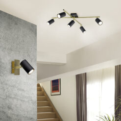 Φωτιστικό Οροφής Trio Lighting MARLEY  5x GU10 Schwarz-Gold Μεταλλικό   – 612400580