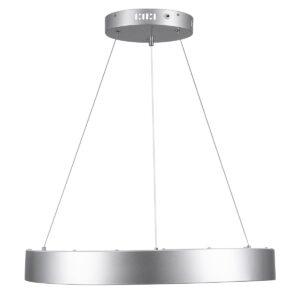 GloboStar® SALEM 61246 Κρεμαστή Πλαφονιέρα Οροφής Δαχτυλίδι-Κύκλος LED CCT 105W 12075lm 120° AC 220-240V – Εναλλαγή Φωτισμού μέσω Τηλεχειριστηρίου All In One Ψυχρό 6000k+Φυσικό 4500k+Θερμό 2700k Dimmable Φ60cm – Ασημί – 3 Years Warranty
