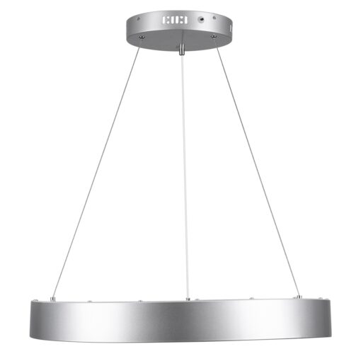 GloboStar® SALEM 61246 Κρεμαστή Πλαφονιέρα Οροφής Δαχτυλίδι-Κύκλος LED CCT 105W 12075lm 120° AC 220-240V – Εναλλαγή Φωτισμού μέσω Τηλεχειριστηρίου All In One Ψυχρό 6000k+Φυσικό 4500k+Θερμό 2700k Dimmable Φ60cm – Ασημί – 3 Years Warranty