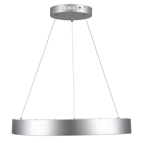 GloboStar® SALEM 61246 Κρεμαστή Πλαφονιέρα Οροφής Δαχτυλίδι-Κύκλος LED CCT 105W 12075lm 120° AC 220-240V – Εναλλαγή Φωτισμού μέσω Τηλεχειριστηρίου All In One Ψυχρό 6000k+Φυσικό 4500k+Θερμό 2700k Dimmable Φ60cm – Ασημί – 3 Years Warranty