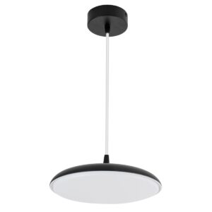 GloboStar® BARON 61251 Κρεμαστή Πλαφονιέρα Οροφής LED CCT 12W 1440lm 120° AC 220-240V – Εναλλαγή Φωτισμού μέσω Διακόπτη On/Off All In One Ψυχρό 6000k+Φυσικό 4500k+Θερμό 2700k Φ25 x Υ8cm – Μαύρο – 3 Years Warranty