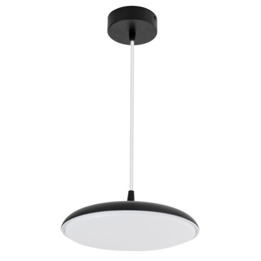 GloboStar® BARON 61251 Κρεμαστή Πλαφονιέρα Οροφής LED CCT 12W 1440lm 120° AC 220-240V – Εναλλαγή Φωτισμού μέσω Διακόπτη On/Off All In One Ψυχρό 6000k+Φυσικό 4500k+Θερμό 2700k Φ25 x Υ8cm – Μαύρο – 3 Years Warranty