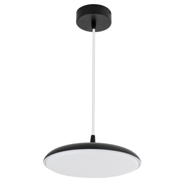 GloboStar® BARON 61251 Κρεμαστή Πλαφονιέρα Οροφής LED CCT 12W 1440lm 120° AC 220-240V – Εναλλαγή Φωτισμού μέσω Διακόπτη On/Off All In One Ψυχρό 6000k+Φυσικό 4500k+Θερμό 2700k Φ25 x Υ8cm – Μαύρο – 3 Years Warranty