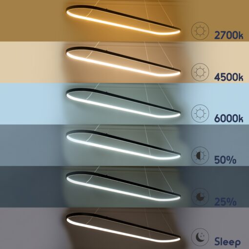 GloboStar® BOLIVAR 61274 Κρεμαστό Φωτιστικό Οροφής Design LED CCT 54W 6210lm 300° AC 220-240V – Εναλλαγή Φωτισμού μέσω Τηλεχειριστηρίου All In One Ψυχρό 6000k+Φυσικό 4500k+Θερμό 2700k Dimmable Μ120 x Π30 x Υ2cm – Χρυσό Βούρτσας – 3 Years Warranty