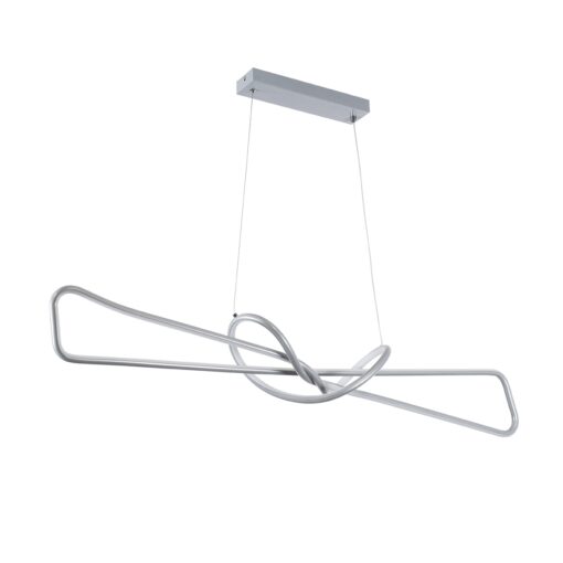 GloboStar® DOLORES 61281 Κρεμαστό Φωτιστικό Οροφής Design LED CCT 105W 11760lm 300° AC 220-240V – Εναλλαγή Φωτισμού μέσω Τηλεχειριστηρίου All In One Ψυχρό 6000k+Φυσικό 4500k+Θερμό 2700k Dimmable Μ110 x Π17 x Υ17.5cm – Νίκελ Ασημί Βούρτσας – 3 Years Warran