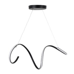 GloboStar® SPIRALE 61283 Κρεμαστό Φωτιστικό Οροφής Design LED CCT 75W 8400lm 300° AC 220-240V – Εναλλαγή Φωτισμού μέσω Τηλεχειριστηρίου All In One Ψυχρό 6000k+Φυσικό 4500k+Θερμό 2700k Dimmable Μ72 x Π25 x Υ18cm – Μαύρο – 3 Years Warranty