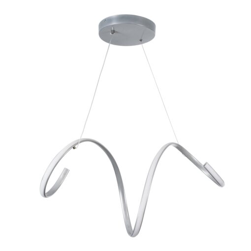 GloboStar® SPIRALE 61285 Κρεμαστό Φωτιστικό Οροφής Design LED CCT 75W 8400lm 300° AC 220-240V – Εναλλαγή Φωτισμού μέσω Τηλεχειριστηρίου All In One Ψυχρό 6000k+Φυσικό 4500k+Θερμό 2700k Dimmable Μ72 x Π25 x Υ18cm – Νίκελ Ασημί Βούρτσας – 3 Years Warranty