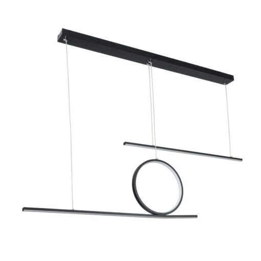 GloboStar® TEREZA 61288 Κρεμαστό Φωτιστικό Οροφής Design LED CCT 67W 7504lm 300° AC 220-240V – Εναλλαγή Φωτισμού μέσω Τηλεχειριστηρίου All In One Ψυχρό 6000k+Φυσικό 4500k+Θερμό 2700K Dimmable Μ110 x Π4.5 x Υ34cm – Μαύρο – 3 Χρόνια Εγγύηση