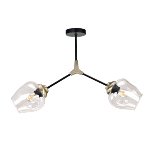 InLight Κρεμαστό φωτιστικό από μαύρο μέταλλο και διάφανο γυαλί (6129-2-GL)