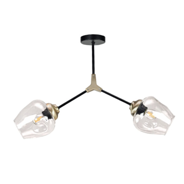 InLight Κρεμαστό φωτιστικό από μαύρο μέταλλο και διάφανο γυαλί (6129-2-GL)