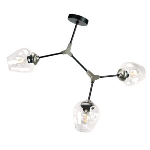 InLight Κρεμαστό φωτιστικό από μαύρο μέταλλο και διάφανο γυαλί (6129-3-ΝΜ)
