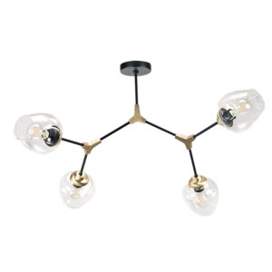 InLight Κρεμαστό φωτιστικό από μαύρο μέταλλο και διάφανο γυαλί (6129-4-GL)