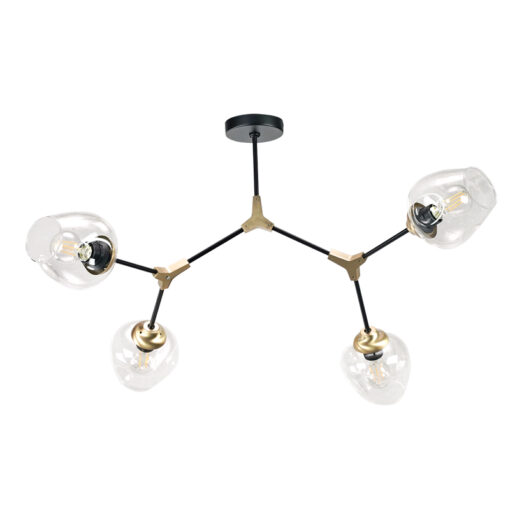 InLight Κρεμαστό φωτιστικό από μαύρο μέταλλο και διάφανο γυαλί (6129-4-GL)