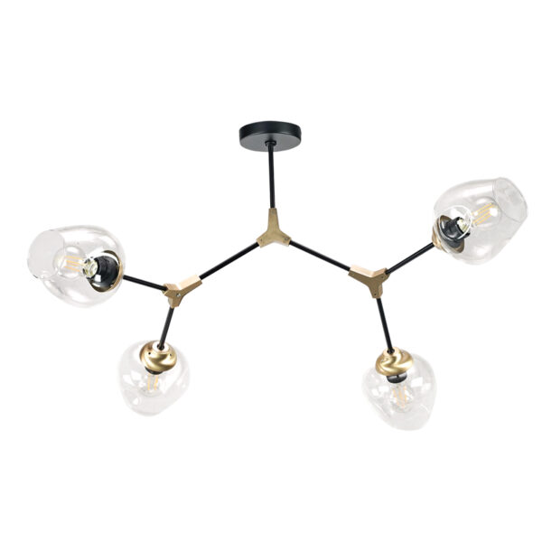 InLight Κρεμαστό φωτιστικό από μαύρο μέταλλο και διάφανο γυαλί (6129-4-GL)