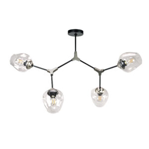InLight Κρεμαστό φωτιστικό από μαύρο μέταλλο και διάφανο γυαλί (6129-4-ΝΜ)
