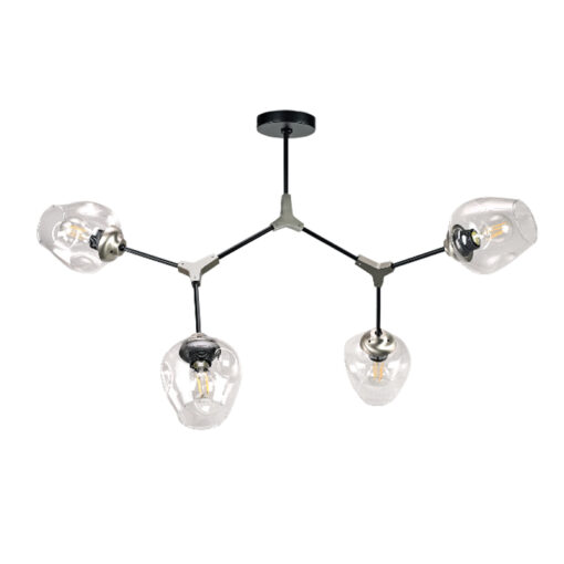 InLight Κρεμαστό φωτιστικό από μαύρο μέταλλο και διάφανο γυαλί (6129-4-ΝΜ)