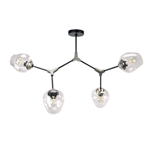 InLight Κρεμαστό φωτιστικό από μαύρο μέταλλο και διάφανο γυαλί (6129-4-ΝΜ)