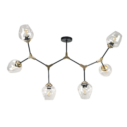 InLight Κρεμαστό φωτιστικό από μαύρο μέταλλο και διάφανο γυαλί (6129-6-GL)