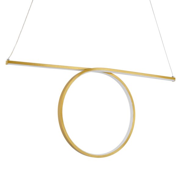 GloboStar® ROME 61297 Κρεμαστό Φωτιστικό Οροφής Linear Design LED CCT 24W 2640lm 200° AC 220-240V – Εναλλαγή Φωτισμού μέσω Διακόπτη On/Off All In One Ψυχρό 6000k+Φυσικό 4500k+Θερμό 2700k Μ65.5 x Π4 x Υ33cm – Χρυσό Βούρτσας – 3 Years Warranty