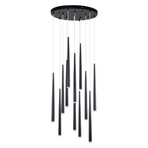 GloboStar® TEARS 61313 Κρεμαστό Φωτιστικό Οροφής Design LED CCT 36W 3960lm 180° AC 220-240V – Εναλλαγή Φωτισμού μέσω Τηλεχειριστηρίου All In One Ψυχρό 6000k+Φυσικό 4500k+Θερμό 2700k Dimmable Φ60 x Υ51.5cm – Μαύρο – 3 Years Warranty