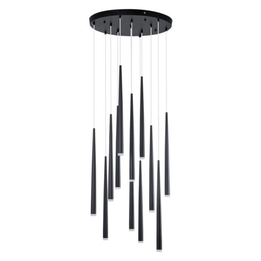 GloboStar® TEARS 61313 Κρεμαστό Φωτιστικό Οροφής Design LED CCT 36W 3960lm 180° AC 220-240V – Εναλλαγή Φωτισμού μέσω Τηλεχειριστηρίου All In One Ψυχρό 6000k+Φυσικό 4500k+Θερμό 2700k Dimmable Φ60 x Υ51.5cm – Μαύρο – 3 Years Warranty