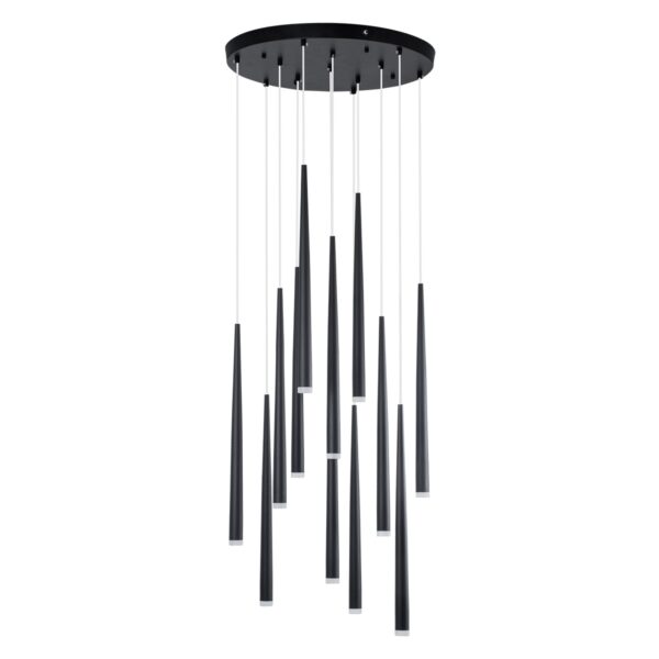 GloboStar® TEARS 61313 Κρεμαστό Φωτιστικό Οροφής Design LED CCT 36W 3960lm 180° AC 220-240V – Εναλλαγή Φωτισμού μέσω Τηλεχειριστηρίου All In One Ψυχρό 6000k+Φυσικό 4500k+Θερμό 2700k Dimmable Φ60 x Υ51.5cm – Μαύρο – 3 Years Warranty