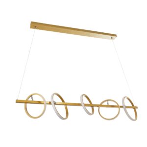 GloboStar® CIRCOLARE 61322 Κρεμαστό Φωτιστικό Οροφής Design LED CCT 75W 8400lm 360° AC 220-240V – Εναλλαγή Φωτισμού μέσω Τηλεχειριστηρίου All In One Ψυχρό 6000k+Φυσικό 4500k+Θερμό 2700k Dimmable Μ120 x Π25 x Υ25cm – Χρυσό – 3 Χρόνια Εγγύηση