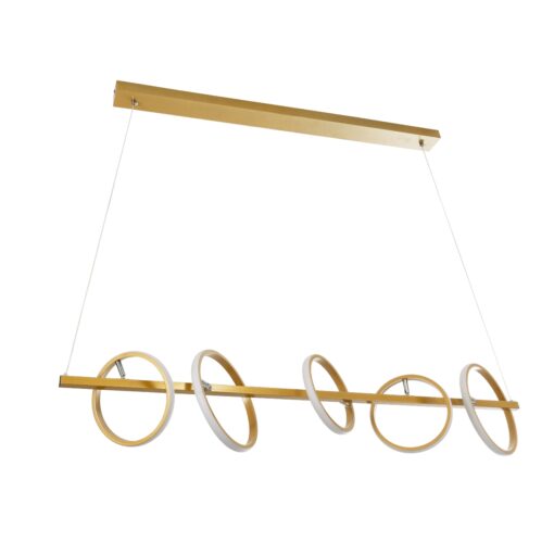 GloboStar® CIRCOLARE 61322 Κρεμαστό Φωτιστικό Οροφής Design LED CCT 75W 8400lm 360° AC 220-240V – Εναλλαγή Φωτισμού μέσω Τηλεχειριστηρίου All In One Ψυχρό 6000k+Φυσικό 4500k+Θερμό 2700k Dimmable Μ120 x Π25 x Υ25cm – Χρυσό – 3 Χρόνια Εγγύηση