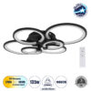 GloboStar® ROYAL-R 61323 Φωτιστικό Οροφής Design LED CCT 135W 16200lm 360° AC 220-240V – Εναλλαγή Φωτισμού μέσω Τηλεχειριστηρίου All In One Ψυχρό 6000k+Φυσικό 4500k+Θερμό 2700k Dimmable Μ80.5 x Π59 x Υ12cm – Μαύρο – 3 Years Warranty
