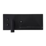 GloboStar® PALADIN 61352 Μοντέρνο Φωτιστικό Τοίχου – Απλίκα Ξενοδοχείου Bed Side LED 6W 720lm 36° AC 220-240V – Reading Light & Κρυφός Φωτισμός – Φορτιστές USB 3A & Wireless 20W – Μ30 x Π11 x Υ12cm – Φυσικό Λευκό 4500K – Μαύρο – Δεξί