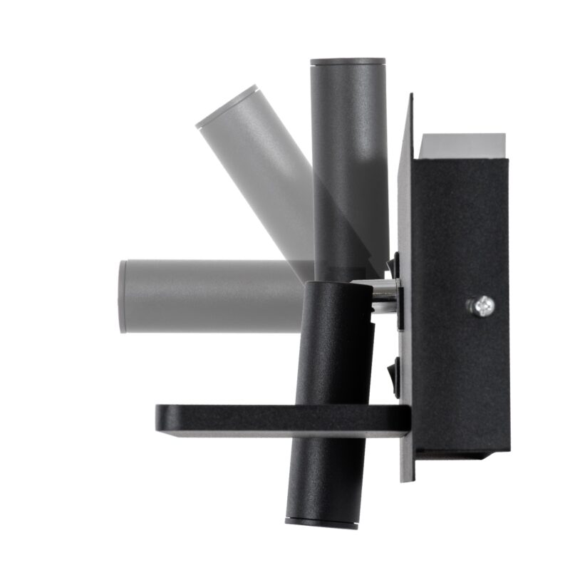 GloboStar® PALADIN 61351 Μοντέρνο Φωτιστικό Τοίχου – Απλίκα Ξενοδοχείου Bed Side LED 6W 720lm 36° AC 220-240V – Reading Light & Κρυφός Φωτισμός – Φορτιστές USB 3A & Wireless 20W – Μ30 x Π11 x Υ12cm – Φυσικό Λευκό 4500K – Μαύρο – Αριστερό