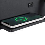 GloboStar® PALADIN 61352 Μοντέρνο Φωτιστικό Τοίχου – Απλίκα Ξενοδοχείου Bed Side LED 6W 720lm 36° AC 220-240V – Reading Light & Κρυφός Φωτισμός – Φορτιστές USB 3A & Wireless 20W – Μ30 x Π11 x Υ12cm – Φυσικό Λευκό 4500K – Μαύρο – Δεξί