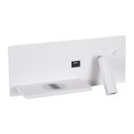 GloboStar® PALADIN 61353 Μοντέρνο Φωτιστικό Τοίχου – Απλίκα Ξενοδοχείου Bed Side LED 6W 720lm 36° AC 220-240V – Reading Light & Κρυφός Φωτισμός – Φορτιστές USB 3A & Wireless 20W – Μ30 x Π11 x Υ12cm – Φυσικό Λευκό 4500K – Λευκό – Αριστερό