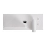 GloboStar® PALADIN 61353 Μοντέρνο Φωτιστικό Τοίχου – Απλίκα Ξενοδοχείου Bed Side LED 6W 720lm 36° AC 220-240V – Reading Light & Κρυφός Φωτισμός – Φορτιστές USB 3A & Wireless 20W – Μ30 x Π11 x Υ12cm – Φυσικό Λευκό 4500K – Λευκό – Αριστερό