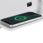 GloboStar® PALADIN 61354 Μοντέρνο Φωτιστικό Τοίχου – Απλίκα Ξενοδοχείου Bed Side LED 6W 720lm 36° AC 220-240V – Reading Light & Κρυφός Φωτισμός – Φορτιστές USB 3A & Wireless 20W – Μ30 x Π11 x Υ12cm – Φυσικό Λευκό 4500K – Λευκό – Δεξί