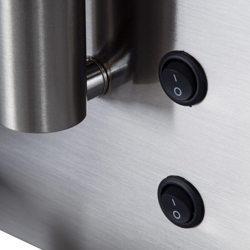 GloboStar® PALADIN 61356 Μοντέρνο Φωτιστικό Τοίχου – Απλίκα Ξενοδοχείου Bed Side LED 6W 720lm 36° AC 220-240V – Reading Light & Κρυφός Φωτισμός – Φορτιστές USB 3A & Wireless 20W – Μ30 x Π11 x Υ12cm – Φυσικό Λευκό 4500K – Νίκελ Βούρτσας – Δεξί