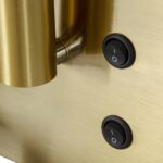 GloboStar® PALADIN 61357 Μοντέρνο Φωτιστικό Τοίχου – Απλίκα Ξενοδοχείου Bed Side LED 6W 720lm 36° AC 220-240V – Reading Light & Κρυφός Φωτισμός – Φορτιστές USB 3A & Wireless 20W – Μ30 x Π11 x Υ12cm – Φυσικό Λευκό 4500K – Χρυσό Βούρτσας – Αριστερό