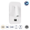 GloboStar® LADY-O 61364 Μοντέρνο Φωτιστικό Τοίχου – Απλίκα Ξενοδοχείου Bed Side LED 10W 1000lm 36° & 360° AC 220-240V – Reading Light & 360° Κρυφός Φωτισμός – Φορτιστής USB 3A – Μ10.5 x Π10 x Υ18.5cm – Φυσικό Λευκό 4500K – Λευκό