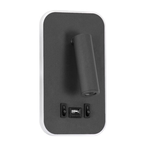 GloboStar® LADY-O 61365 Μοντέρνο Φωτιστικό Τοίχου – Απλίκα Ξενοδοχείου Bed Side LED 10W 1000lm 36° & 360° AC 220-240V – Reading Light & Κρυφός Φωτισμός – Φορτιστής USB 3A – Μ10.5 x Π10 x Υ18.5cm – Φυσικό Λευκό 4500K – Γκρι Ανθρακί – 3 Χρόνια Εγγύηση