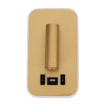 GloboStar® LADY-O 61366 Μοντέρνο Φωτιστικό Τοίχου – Απλίκα Ξενοδοχείου Bed Side LED 10W 1000lm 36° & 360° AC 220-240V – Reading Light & 360° Κρυφός Φωτισμός – Φορτιστής USB 3A – Μ10.5 x Π10 x Υ18.5cm – Φυσικό Λευκό 4500K – Χρυσό Βούρτσας