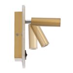 GloboStar® LADY-O 61366 Μοντέρνο Φωτιστικό Τοίχου – Απλίκα Ξενοδοχείου Bed Side LED 10W 1000lm 36° & 360° AC 220-240V – Reading Light & 360° Κρυφός Φωτισμός – Φορτιστής USB 3A – Μ10.5 x Π10 x Υ18.5cm – Φυσικό Λευκό 4500K – Χρυσό Βούρτσας