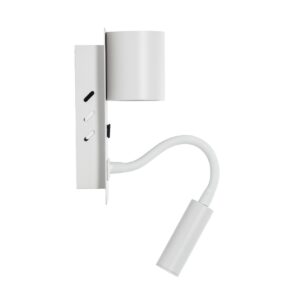 GloboStar® IBIS 61368 Μοντέρνο Φωτιστικό Τοίχου – Απλίκα Ξενοδοχείου Bed Side LED 10W 1100lm 36° & 360° AC 220-240V – Reading Light & Up/Down Light – Φορτιστής USB 3A – Μ10 x Π6.1 x Υ18cm – Φυσικό Λευκό 4500K – Λευκό