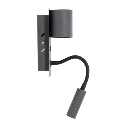 GloboStar® IBIS 61369 Μοντέρνο Φωτιστικό Τοίχου – Απλίκα Ξενοδοχείου Bed Side LED 10W 1100lm 36° & 360° AC 220-240V – Reading Light & Up/Down Light – Φορτιστής USB 3A – Μ10 x Π6.1 x Υ18cm – Φυσικό Λευκό 4500K – Γκρι Ανθρακί