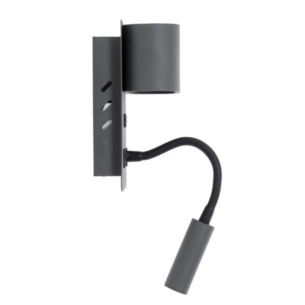 GloboStar® IBIS 61369 Μοντέρνο Φωτιστικό Τοίχου – Απλίκα Ξενοδοχείου Bed Side LED 10W 1100lm 36° & 360° AC 220-240V – Reading Light & Up/Down Light – Φορτιστής USB 3A – Μ10 x Π6.1 x Υ18cm – Φυσικό Λευκό 4500K – Γκρι Ανθρακί