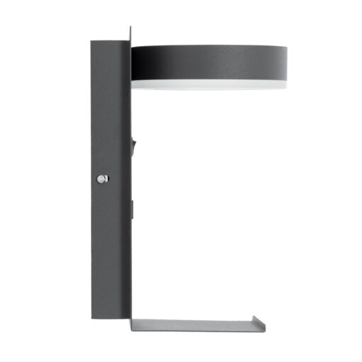 GloboStar® CROWN 61372 Μοντέρνο Φωτιστικό Τοίχου – Απλίκα Ξενοδοχείου Bed Side LED 5W 550lm 120° AC 220-240V – Reading Light – Φορτιστής USB 3A – Μ15 x Π15 x Υ23cm – Φυσικό Λευκό 4500K – Γκρι Ανθρακί